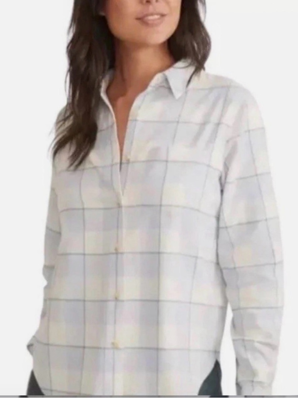 NWT Marine Layer Classic Light Blue and Cream Plaid Button-Down Flannel Shirt